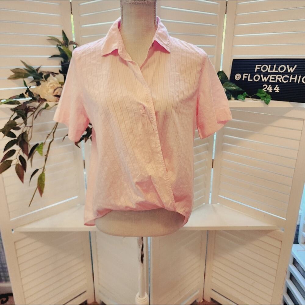 RAG & BONE PEACH SMALL STRIPE DRAPE BLOUSE